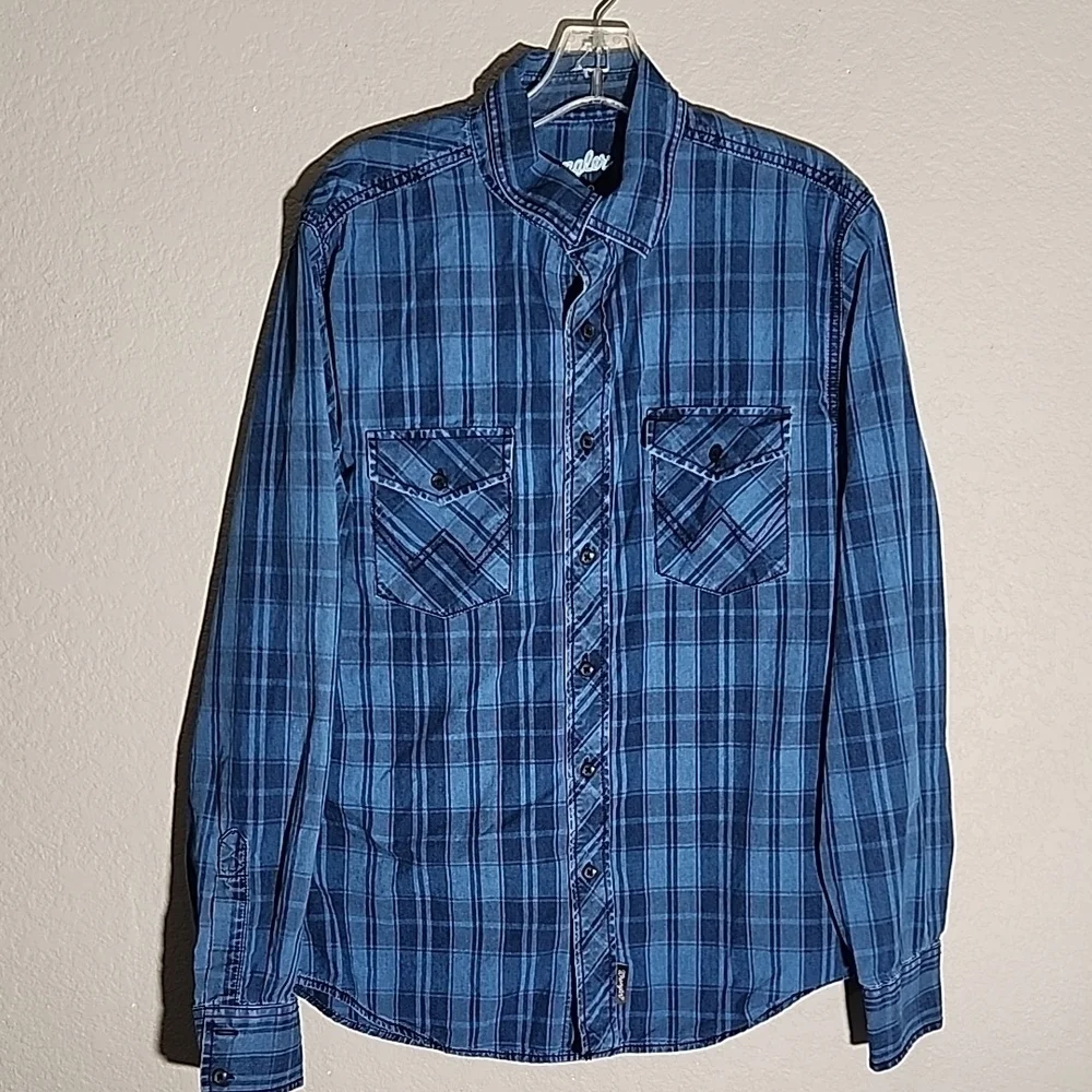 Wrangler Retro Mens shirt size m plaid blue black button
